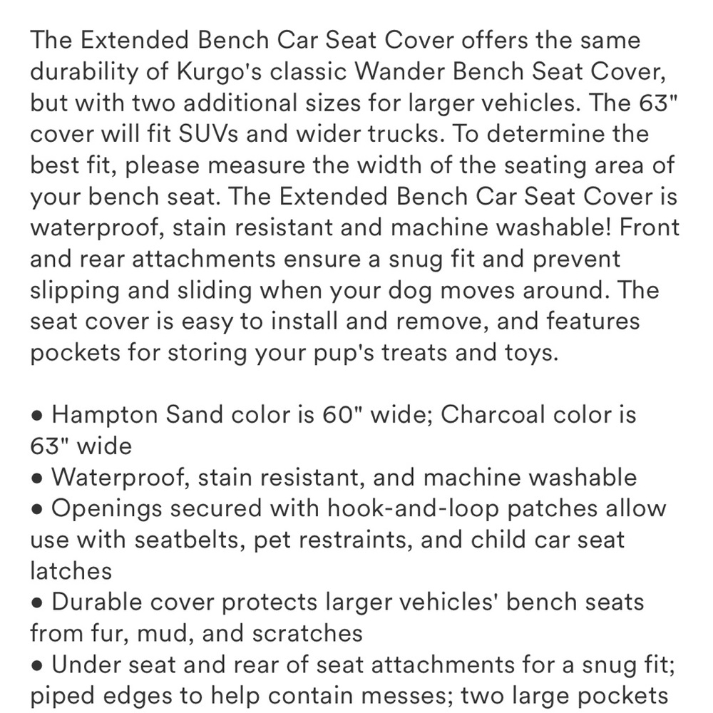 Kurgo Charcoal Bench Seat Cover - Picture 6 of 7